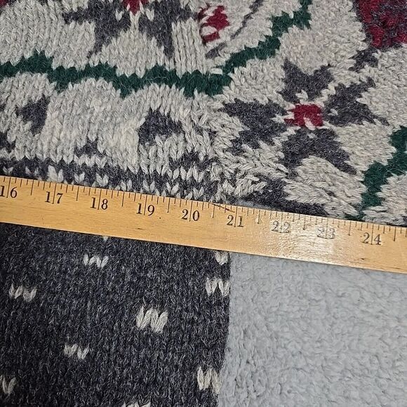 Hand Knit Wool Grandpa Sweater Mens L Safari Travel Chunky Vtg Banana Republic - Picture 9 of 11